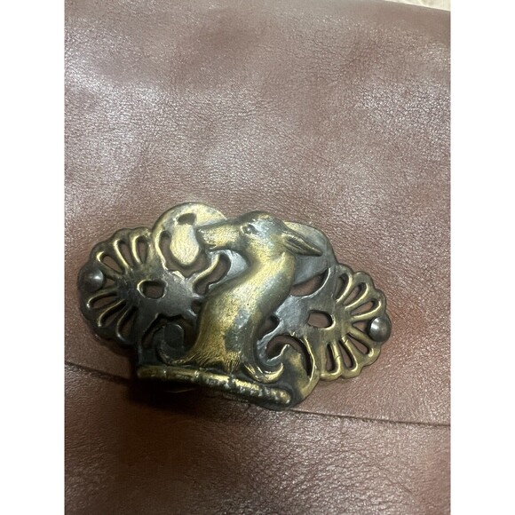 Ladies Vintage Handcrafted Leather Shoulder Bag With Animal Clasp Deer? - Picture 3 of 8